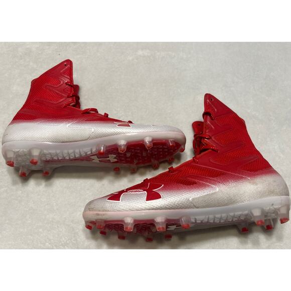 Under Armour Football Cleats Mens Size 11 Red White Highlight MC Lacrosse Lace - Picture 2 of 9